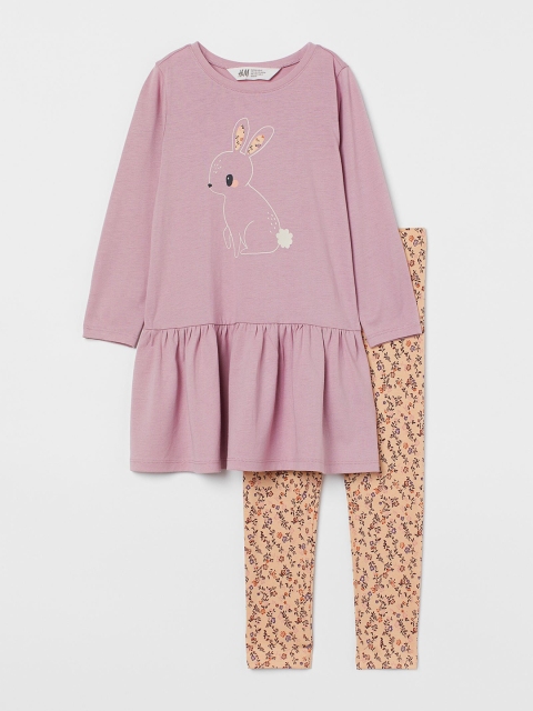 

H&M Girls Pink Printed 2-Piece Cotton Set