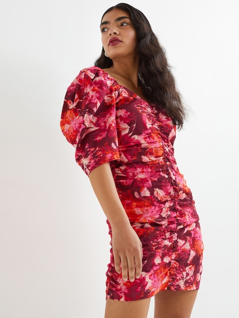 

H&M Women Purple Printed Draped Dress