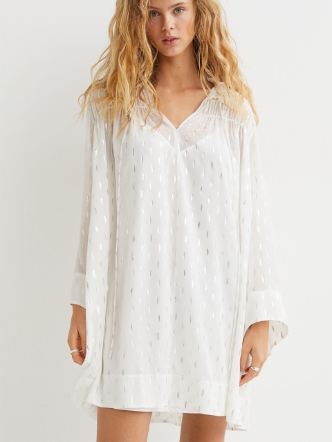 

H&M Women White Crinkled Chiffon Dress