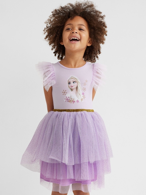 

H&M Girls Purple Printed Tulle Fit & Flare Dress