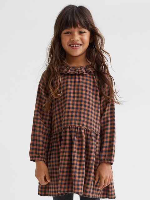 

H&M Girls Beige Patterned Flounced Pure Cotton A-Line Dress