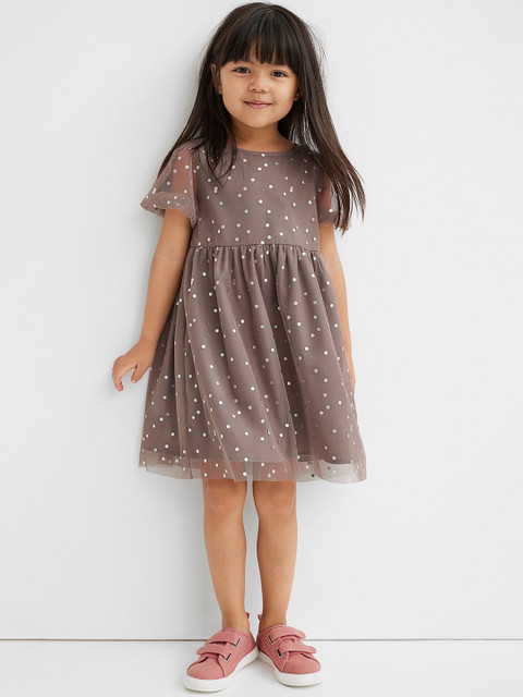 

H&M Girls Beige Spotted Tulle Fit & Flare Dress