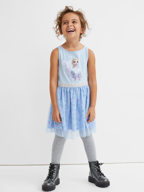 

H&M Girls Blue Printed Tulle-Skirt Dress