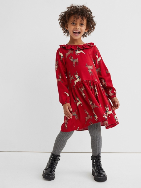 

H&M Girls Red Patterned Flounced Dress