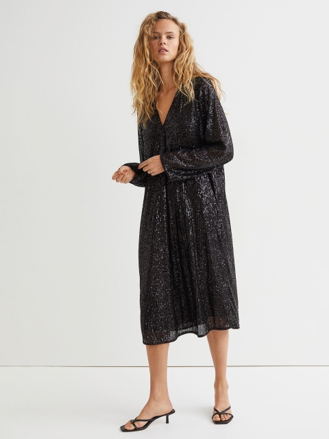 

H&M Women Black Sequined Dress
