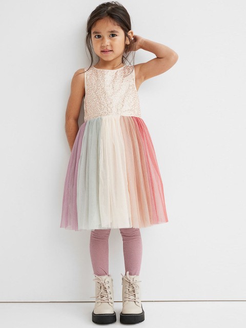 

H&M Girls Pink Sequined Tulle Dress