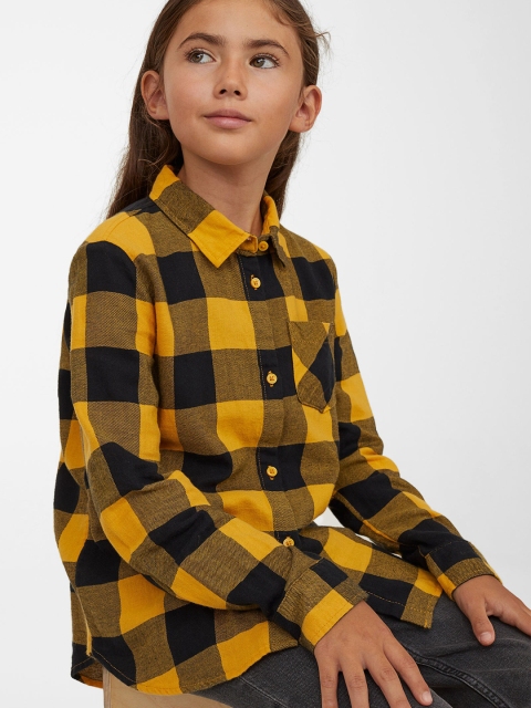 

H&M Girls Yellow Pure Cotton Checked Shirt