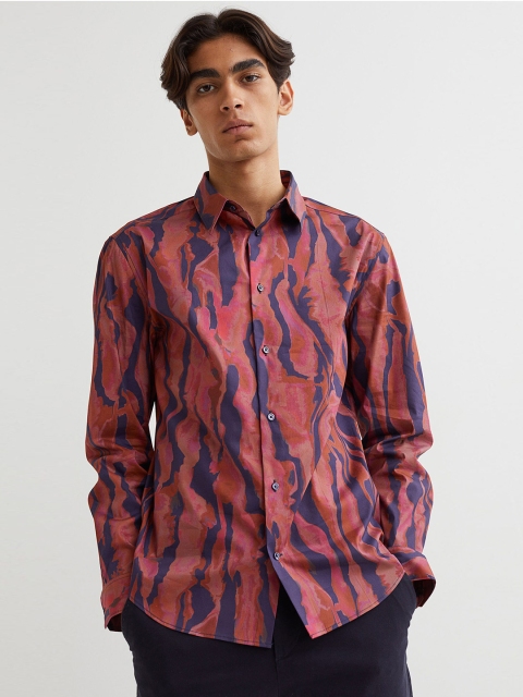 

H&M Men Pink Slim Fit Patterned Shirt