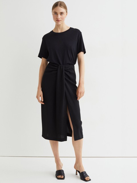 

H&M Women Black Draped skirt