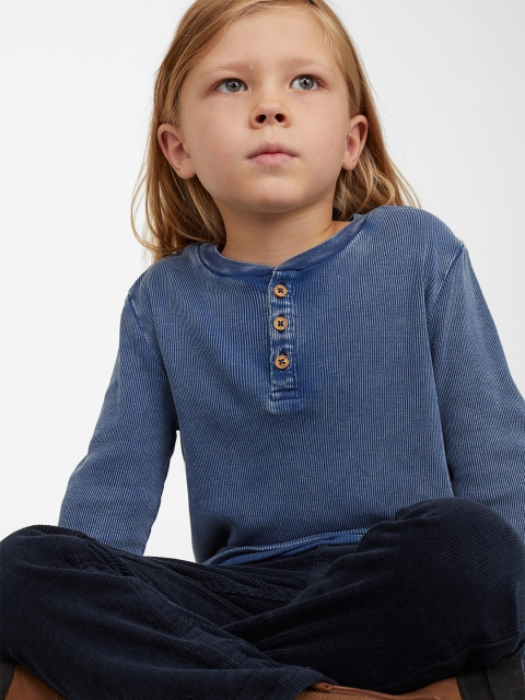 

H&M Boys Blue Ribbed cotton Henley top