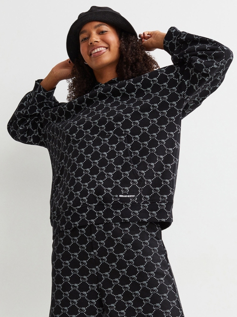 

H&M Women Black Oversized hoodie