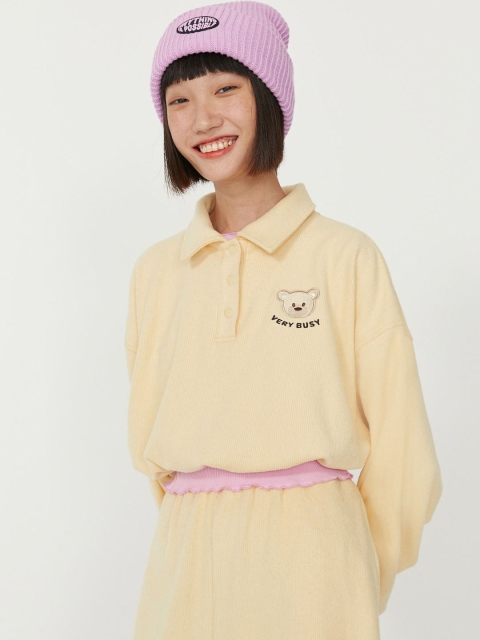 

H&M Women Yellow Collared, ribbed top