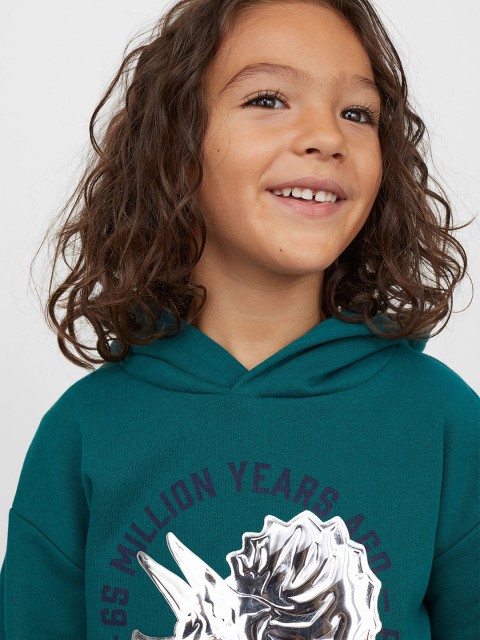 

H&M Boys Turquoise blue Motif-detail hoodie