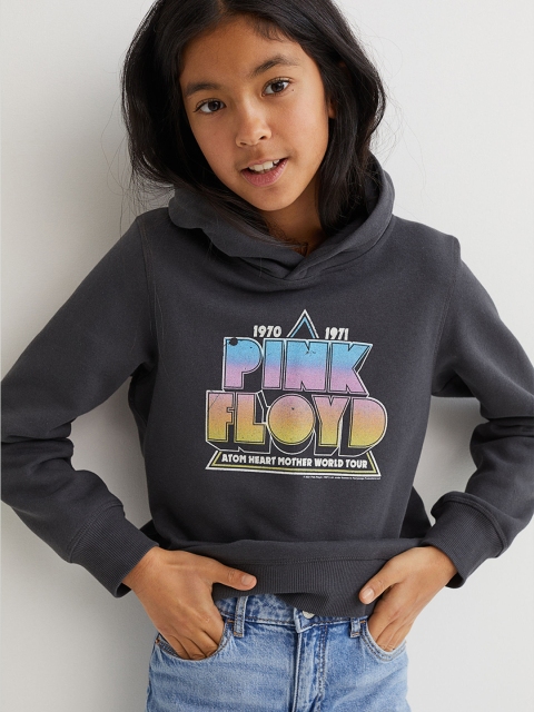 

H&M Girls Grey Printed hoodie