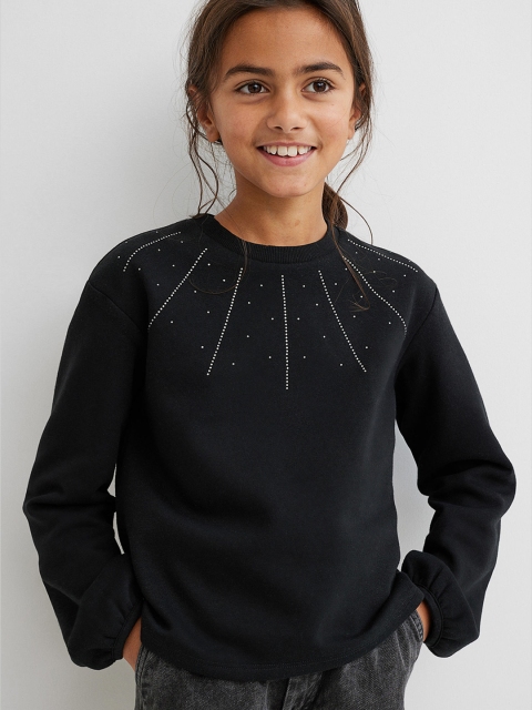

H&M Girls Black Appliqud sweatshirt