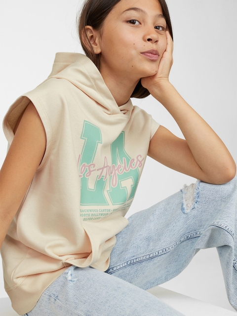 

H&M Girls White Sleeveless hoodie