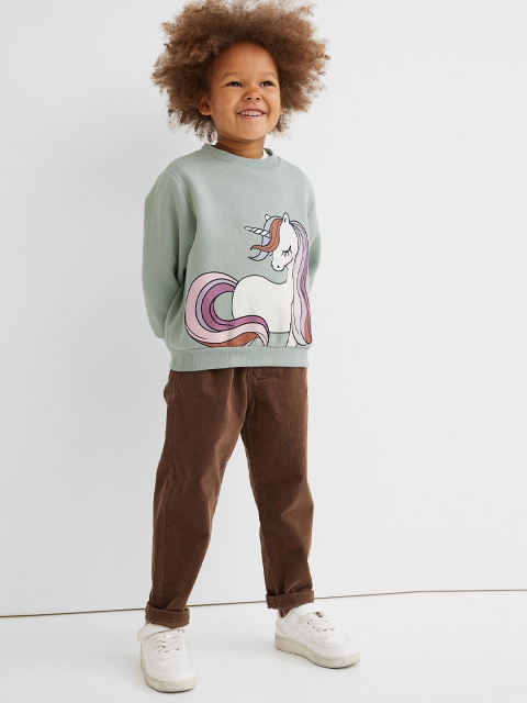 

H&M Girls Green Printed sweatshirt