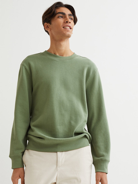 

H&M Men Green Regular Fit Cotton sweatshirt