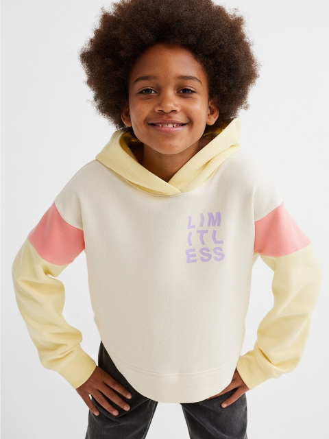 

H&M Girls White Colourblocked Hoodie