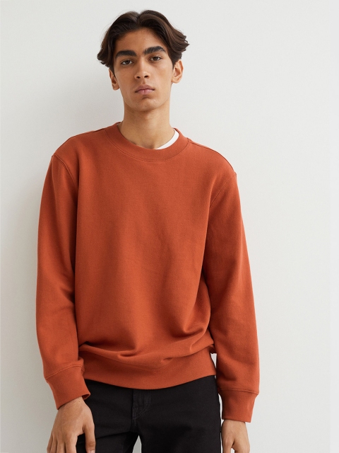 

H&M Men Orange Regular Fit Cotton sweatshirt