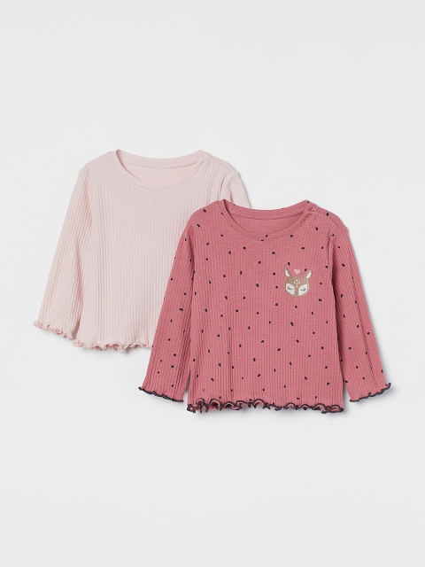 

H&M Girls Pink 2-pack ribbed tops
