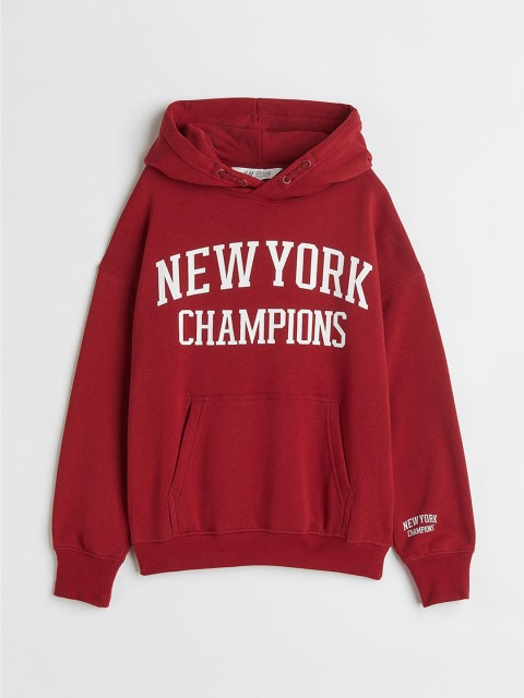 

H&M Boys Red Typography Printed Oversized Hoodie