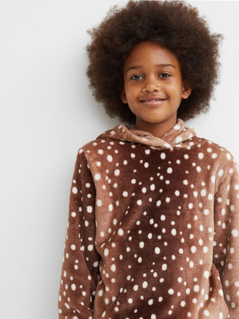 

H&M Girls Brown Appliqued hoodie