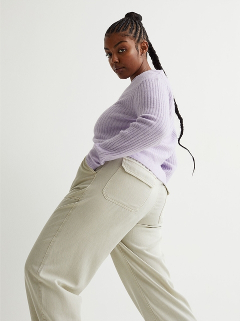 

H&M Women Lavender Rib-Knit Cardigan