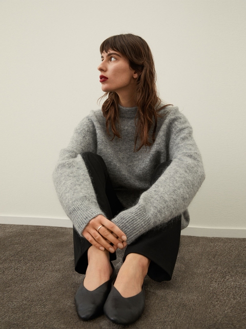 

H&M Women Grey Mohair-Blend Jumper