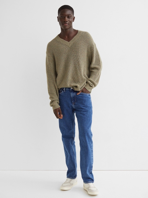 

H&M Men Green Relaxed Fit Rib-Knit Jumper