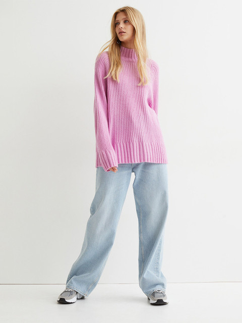 

H&M Women Pink Rib-knit Jumper