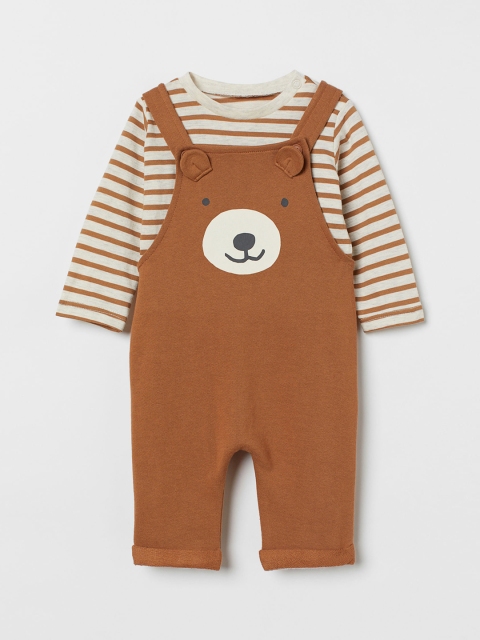 

H&M Boys Brown Top And Dungarees