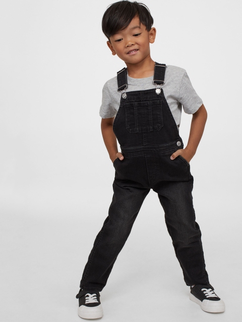 

H&M Boys Black Lined Denim Dungarees