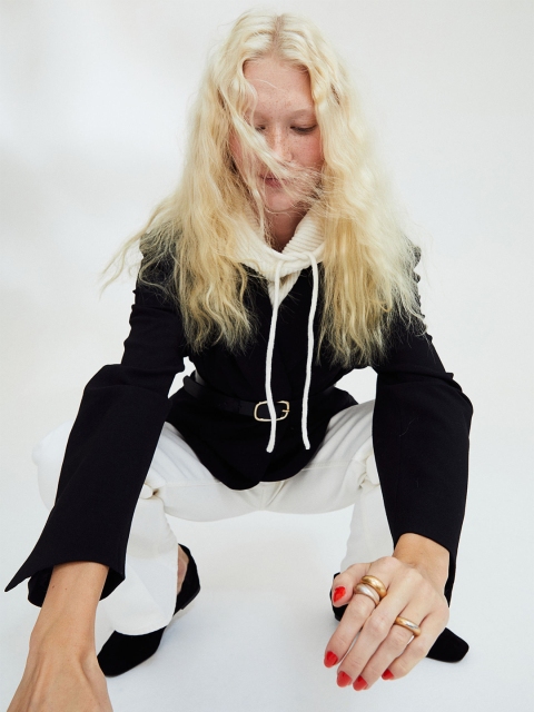 

H&M Women White Knitted balaclava