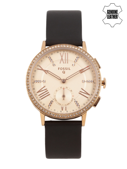 

Fossils Women Rose Gold-Toned Embellished Hybrid Smart Watch FTW1116