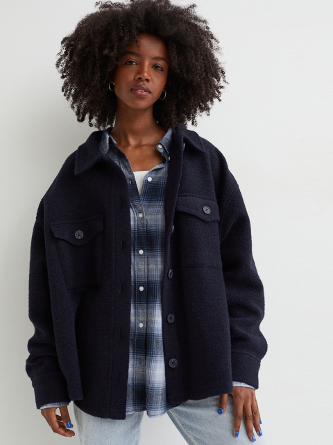 

H&M Women Navy Blue Relaxed Shacket
