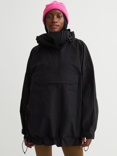 

H&M Women Black Water-Repellent Popover Jacket