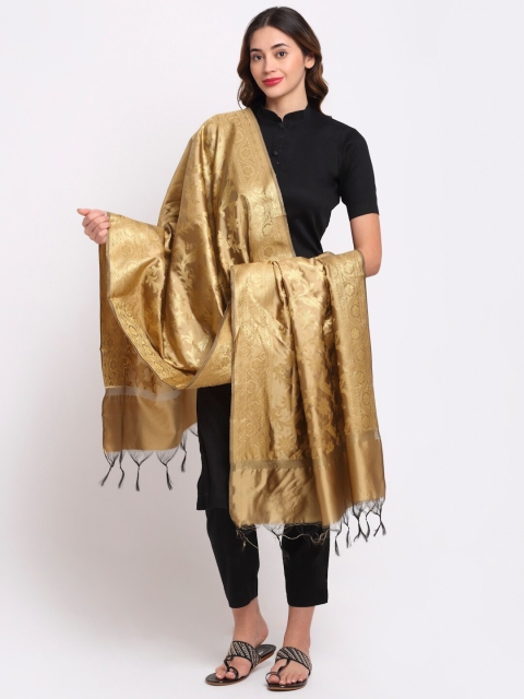 

LOOM LEGACY Gold-Toned Woven Design Dupatta with Zari