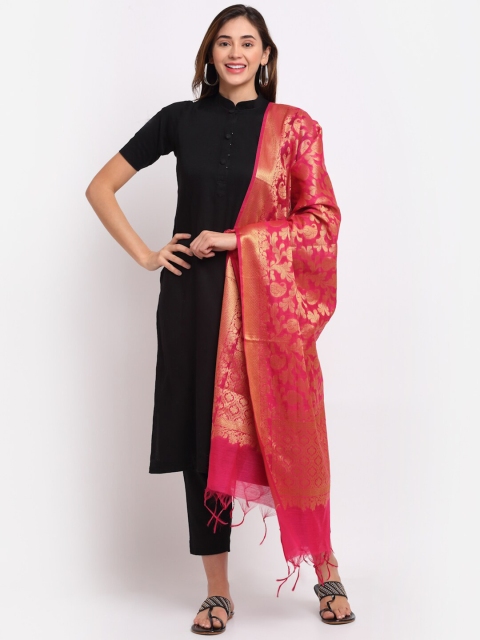 

LOOM LEGACY Magenta & Gold-Toned Woven Design Dupatta with Zari