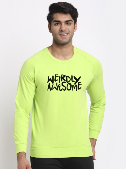 

Friskers Men Fluorescent Green & Black Printed Woollen Sweatshirt