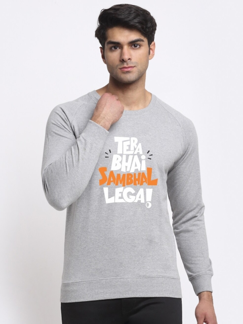 

Friskers Men Grey & White Printed Woollen Sweatshirt