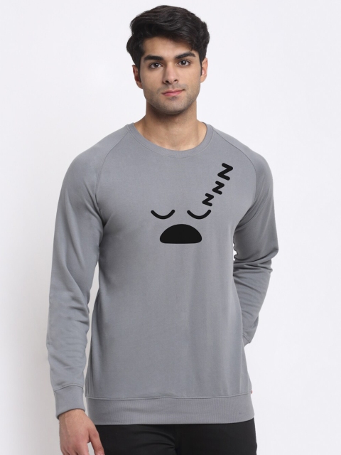 

Friskers Men Silver-Toned & Black Printed Woollen Sweatshirt