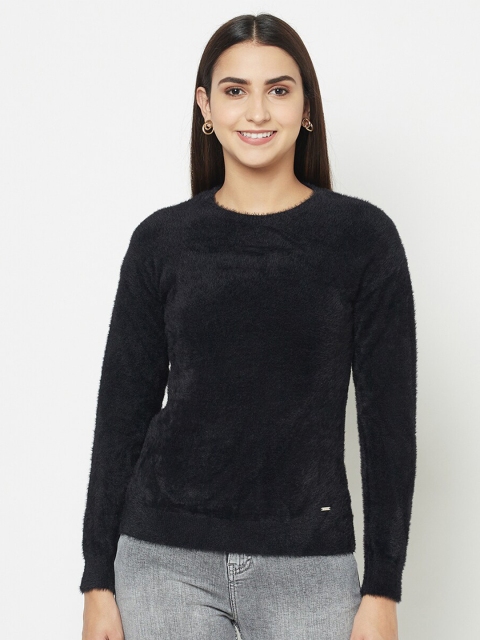 

METTLE Women Black Pullover with Fuzzy Detail