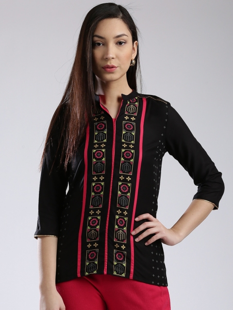 

W Women Black Printed Top
