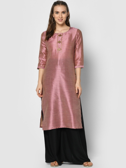 

TRUNDZ Women Purple Solid Thread Work Kurta