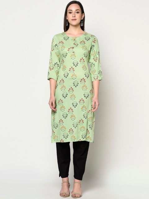 

TRUNDZ Women Green Floral Printed Kurta