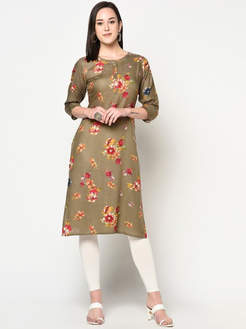

TRUNDZ Women Brown & Red Floral Printed Kurta