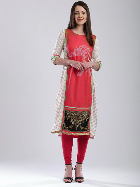 

W Women Red & Off-White Printed Kurta