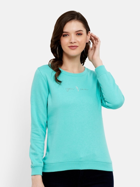

METTLE Women Turquoise Blue Sweatshirt