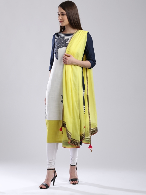

W Yellow Mukaish-Work Dupatta